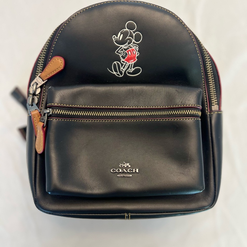 Coach Black Backpack with Mickey Mouse Accent
